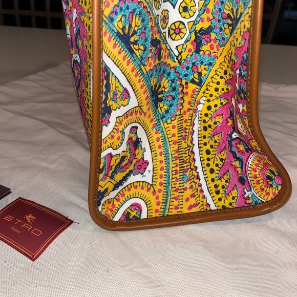 NWT- Etro Globetrotter Canvas Tote Paisley Multicolor Large - Picture 4 of 7